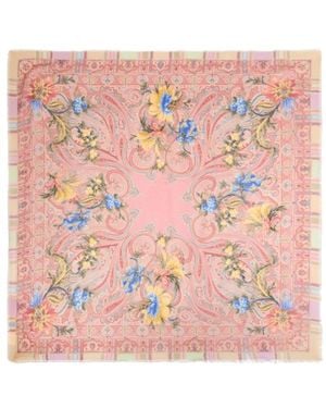 Etro Wool, Cashmere And Silk Shawl With Floral Paisley Motif - Pink