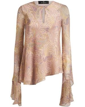 Etro Asymmetric Silk Top - Pink