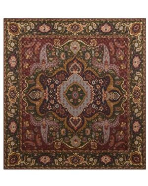 Etro Silk-Blend Jacquard Scarf With Houndstooth Motif And Print - Brown