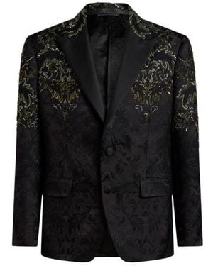Etro Single-Breasted Blazer With Floral Embroidery - Black