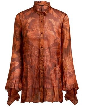 Etro Hemdbluse Aus Seide Mit Blumenmotiv Und Bienen, Damen, Größe - Braun