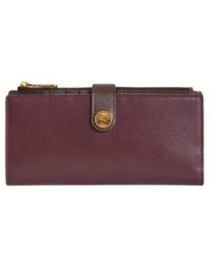 Etro Leather Wallet With Pegaso Button - Purple
