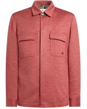 Etro Jaspé Wool-Blend Jersey Shacket - Red
