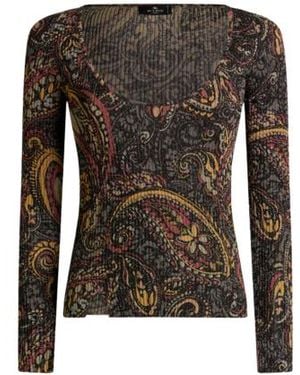 Etro Pull Côtelé À Motif Paisley Fleuri, Femme, Taille - Noir