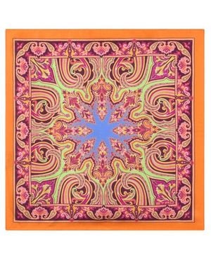 Etro Paisley Silk Pocket Square - Red