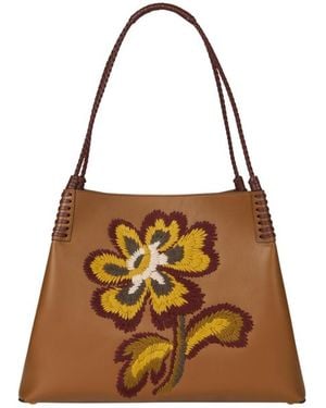 Etro Borsa Shopping Libra Media Con Ricamo, Donna - Marrone