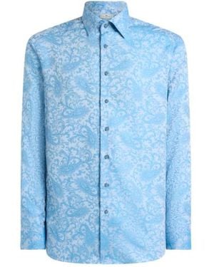 Etro Paisley Cotton Jacquard Shirt - Blue