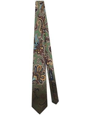 Etro Silk Tie With Floral Paisley Motif - White