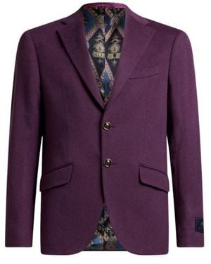 Etro Single-Breasted Cashmere Jacket - Purple