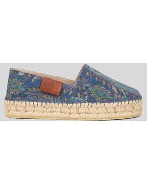 Etro Espadrilles En Denim Jacquard, Femme, Taille - Bleu