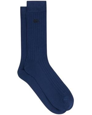 Etro Cotton-Blend Socks With Pegaso Logo - Blue