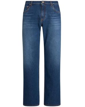 Etro Jeans Straight Con Pegaso, Uomo, Taglia - Blu