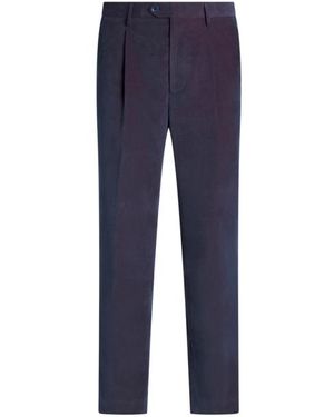 Etro Velvet Trousers With Pleats - Blue