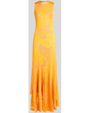 Etro Dévoré Stretch Jersey Dress With Cutout in Orange | Lyst