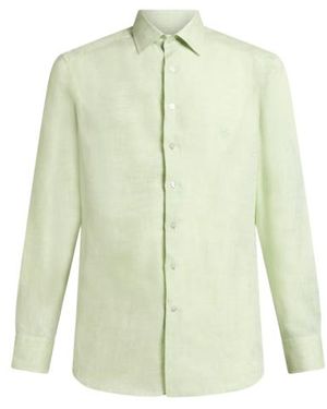 Etro Linen Shirt With Pegaso Embroidery - Green