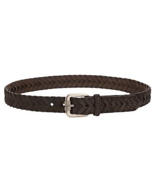 Etro Woven Suede Belt - Brown