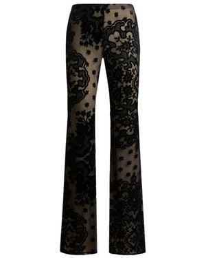 Etro Tulle And Jacquard Velvet Trousers - Black