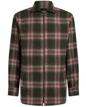 Etro Flannel Shirt With Check Motif - Green