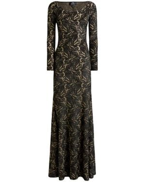 Etro Long Chenille Jacquard Dress With Lurex And Paisley Motif - Black