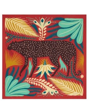 Etro X Tabby Booth Silk Twill Scarf With Placed Print - Red