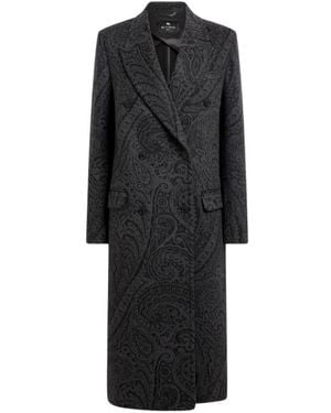 Etro Cappotto Doppiopetto Jacquard - Nero