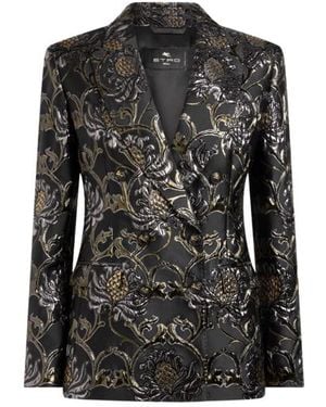 Etro Veste Croisée En Jacquard À Motif Damassé, Femme, Taille - Noir