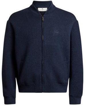 Etro Jacquard Bomber Jacket With Arnica Motif - Blue