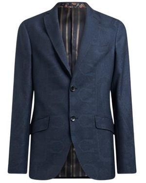 Etro Wool Blazer With Print - Blue
