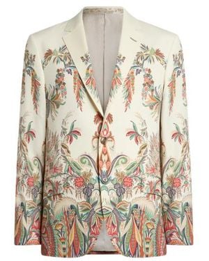 Etro Single-Breasted Wool Jacket With Placed Floral Print - White