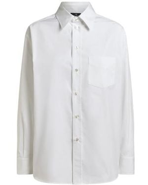 Etro Cotton And Silk Shirt With Placed Print On The Back - White