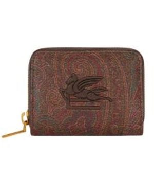 Etro Arnica Coin Purse With Pegaso Detail - Brown