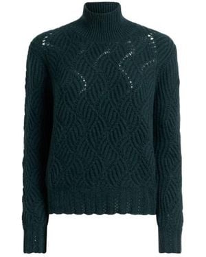 Etro Turtleneck Cashmere Jumper With Perforated Motif - Blue