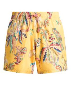 Etro Swim Shorts With Placed Parrot And Palm Tree Print - White