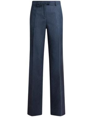 Etro Wool Jacquard Trousers With Paisley Motif - Blue