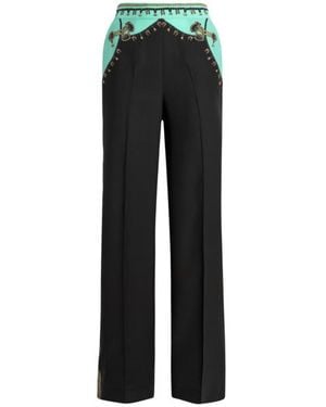 Etro Straight-Leg Silk Pants With Placed Jewelry Print - Black