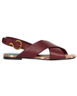 Etro Low Leather Sandals With Crossover Detail - Brown