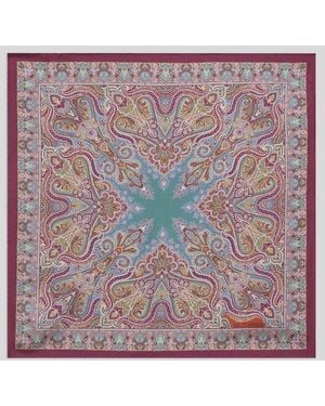 Etro Silk Pocket Square With Floral Paisley Motif - Multicolour