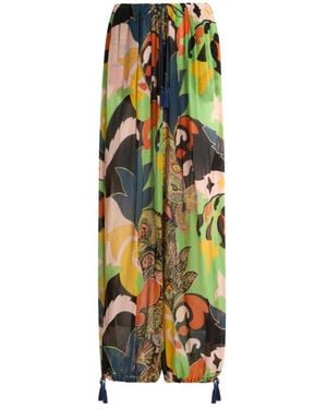 Etro Wide-Leg Pants With Floral Paisley Motif - Green