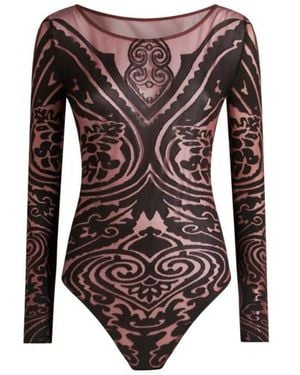 Etro Paisley Tattoo Bodysuit - Brown
