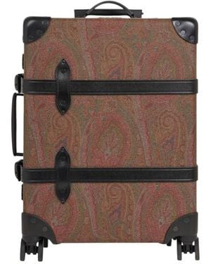 Etro X Globe-Trotter Medium Arnica And Leather Carry-On With Buckles - Brown