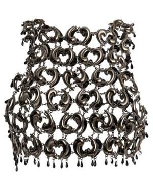 Etro Crop Top With See-Through Metal Paisley Details - White