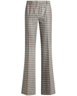 Etro Wool-Blend Gingham Trousers - Grey