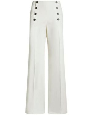 Etro Pantaloni Con Bottoni Pegaso, Donna, Taglia - Bianco