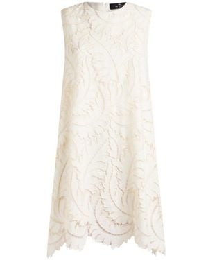 Etro Cotton Poplin Mini Dress With Embroidered Lace - White