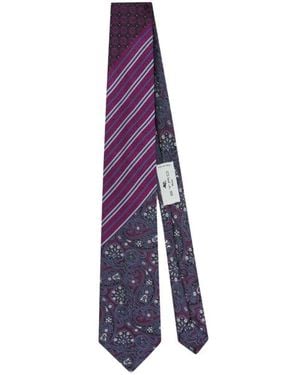 Etro Patchwork Silk Tie - Purple