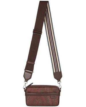Etro Mini Camera Case With Shoulder Strap And Arnica Motif - Natural