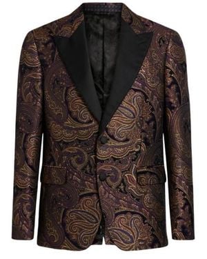 Etro Paisley Jacquard Brocade Blazer - Brown