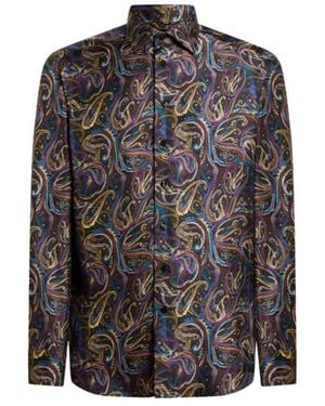 Etro Silk Shirt With Metallic Paisley Motif - Grey