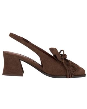 Etro Slingback Suede Loafers With Fringing - Brown