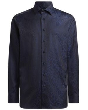 Etro Cotton Jacquard Shirt With Animal Motif - Blue